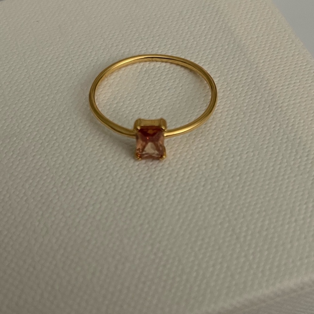 Citrine Emerald Cut 18K Gold Ring by Caitlyn Minimalist-Size 8